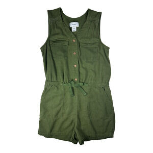 Old Navy Girl's Romper Size M (8) Dark Green Linen Sleeveless